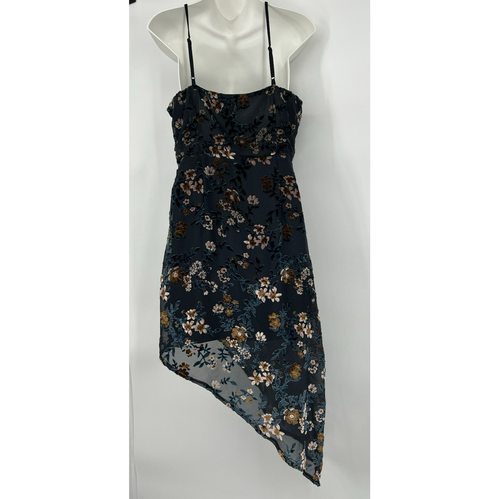 Floral Velvet Burnout Whimsigoth Dress M Fairy Grunge Asymmetric Dark Romantic - Picture 2 of 15
